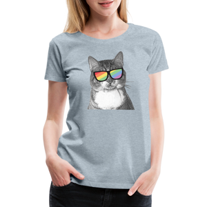 Pride Cat Contoured Premium T-Shirt - heather ice blue