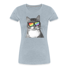 Load image into Gallery viewer, Pride Cat Contoured Premium T-Shirt - heather ice blue