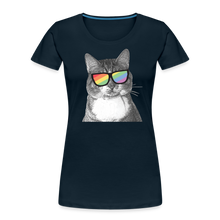 Load image into Gallery viewer, Pride Cat Contoured Premium T-Shirt - deep navy