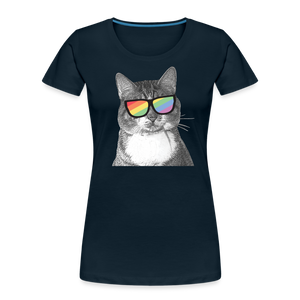 Pride Cat Contoured Premium T-Shirt - deep navy