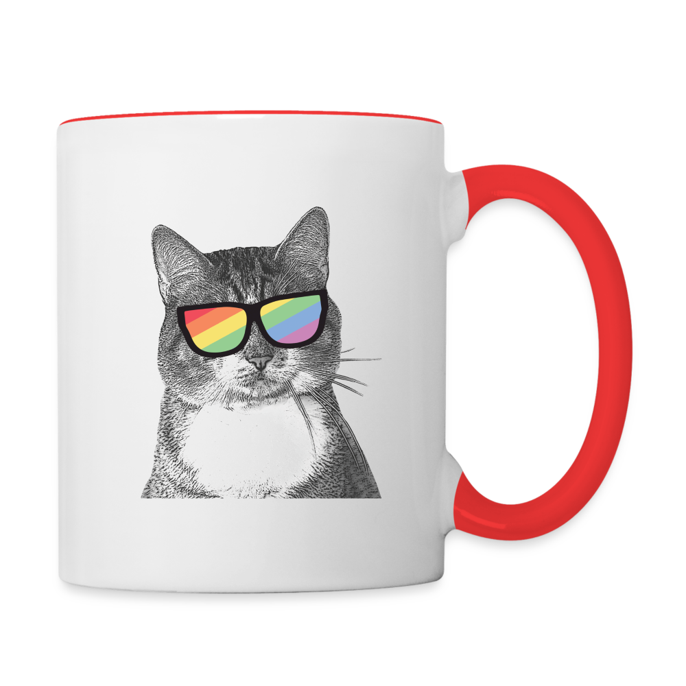 Pride Cat Contrast Coffee Mug - white/red