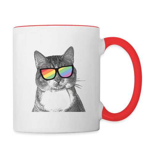 Pride Cat Contrast Coffee Mug - white/red