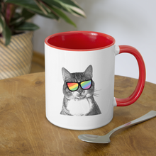 Load image into Gallery viewer, Pride Cat Contrast Coffee Mug - white/red