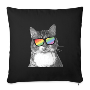 Pride Cat Throw Pillow Cover 18” x 18” - black