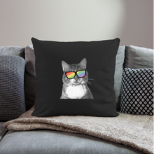 Load image into Gallery viewer, Pride Cat Throw Pillow Cover 18” x 18” - black