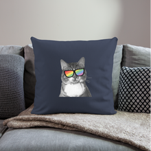 Load image into Gallery viewer, Pride Cat Throw Pillow Cover 18” x 18” - navy