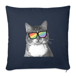 Pride Cat Throw Pillow Cover 18” x 18” - navy