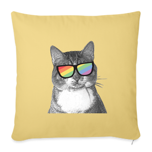 Pride Cat Throw Pillow Cover 18” x 18” - washed yellow