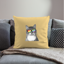 Load image into Gallery viewer, Pride Cat Throw Pillow Cover 18” x 18” - washed yellow