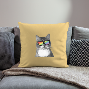 Pride Cat Throw Pillow Cover 18” x 18” - washed yellow