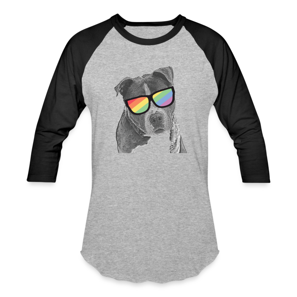 Pride Dog Baseball T-Shirt - heather gray/black