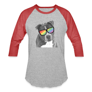 Pride Dog Baseball T-Shirt - heather gray/red