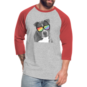 Pride Dog Baseball T-Shirt - heather gray/red