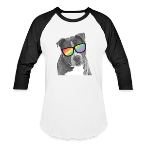 Pride Dog Baseball T-Shirt - white/black