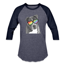 Load image into Gallery viewer, Pride Dog Baseball T-Shirt - heather blue/navy