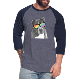 Pride Dog Baseball T-Shirt - heather blue/navy