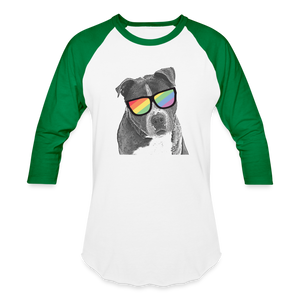 Pride Dog Baseball T-Shirt - white/kelly green