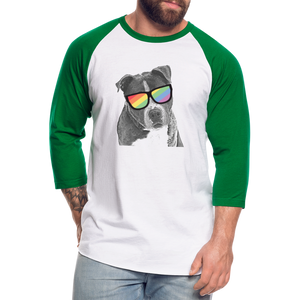 Pride Dog Baseball T-Shirt - white/kelly green