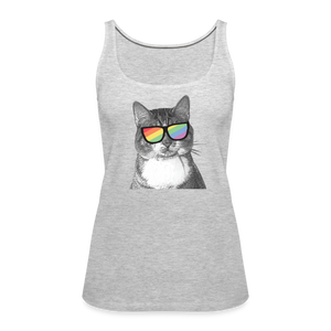 Pride Cat Contoured Premium Tank Top - heather gray