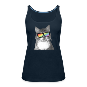 Pride Cat Contoured Premium Tank Top - deep navy