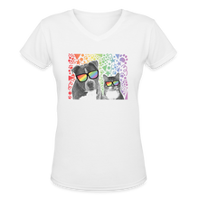 Load image into Gallery viewer, Pride Party Contoured V-Neck T-Shirt - white