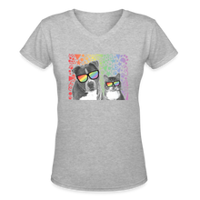 Load image into Gallery viewer, Pride Party Contoured V-Neck T-Shirt - gray