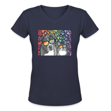 Load image into Gallery viewer, Pride Party Contoured V-Neck T-Shirt - navy