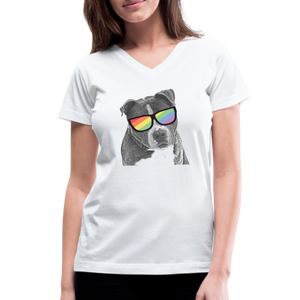 Pride Dog Contoured V-Neck T-Shirt - white
