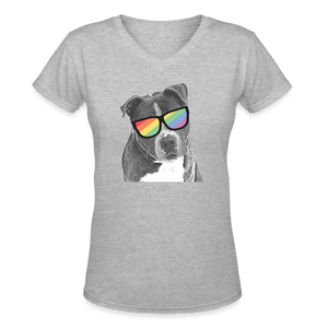 Pride Dog Contoured V-Neck T-Shirt - gray