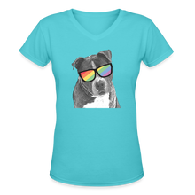 Load image into Gallery viewer, Pride Dog Contoured V-Neck T-Shirt - aqua