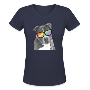 Pride Dog Contoured V-Neck T-Shirt - navy