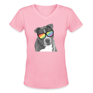 Pride Dog Contoured V-Neck T-Shirt - pink