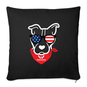 USA Dog Throw Pillow Cover 18” x 18” - black