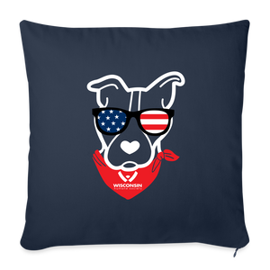 USA Dog Throw Pillow Cover 18” x 18” - navy