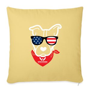 USA Dog Throw Pillow Cover 18” x 18” - washed yellow