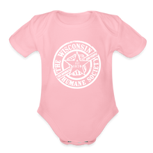 Load image into Gallery viewer, WHS 1879 Logo Organic Short Sleeve Baby Bodysuit - light pink
