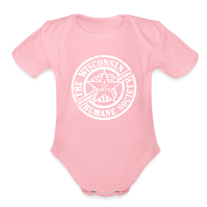 WHS 1879 Logo Organic Short Sleeve Baby Bodysuit - light pink