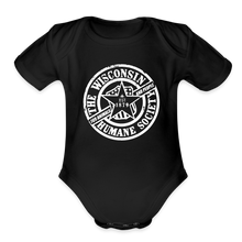 Load image into Gallery viewer, WHS 1879 Logo Organic Short Sleeve Baby Bodysuit - black