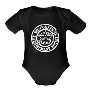 WHS 1879 Logo Organic Short Sleeve Baby Bodysuit - black