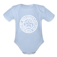 Load image into Gallery viewer, WHS 1879 Logo Organic Short Sleeve Baby Bodysuit - sky