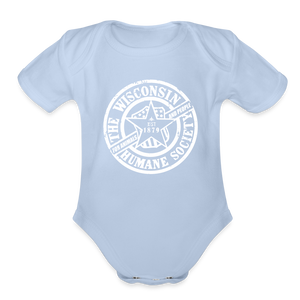 WHS 1879 Logo Organic Short Sleeve Baby Bodysuit - sky