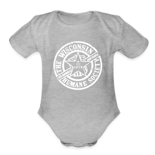 Load image into Gallery viewer, WHS 1879 Logo Organic Short Sleeve Baby Bodysuit - heather grey