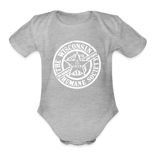WHS 1879 Logo Organic Short Sleeve Baby Bodysuit - heather grey