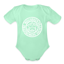 Load image into Gallery viewer, WHS 1879 Logo Organic Short Sleeve Baby Bodysuit - light mint