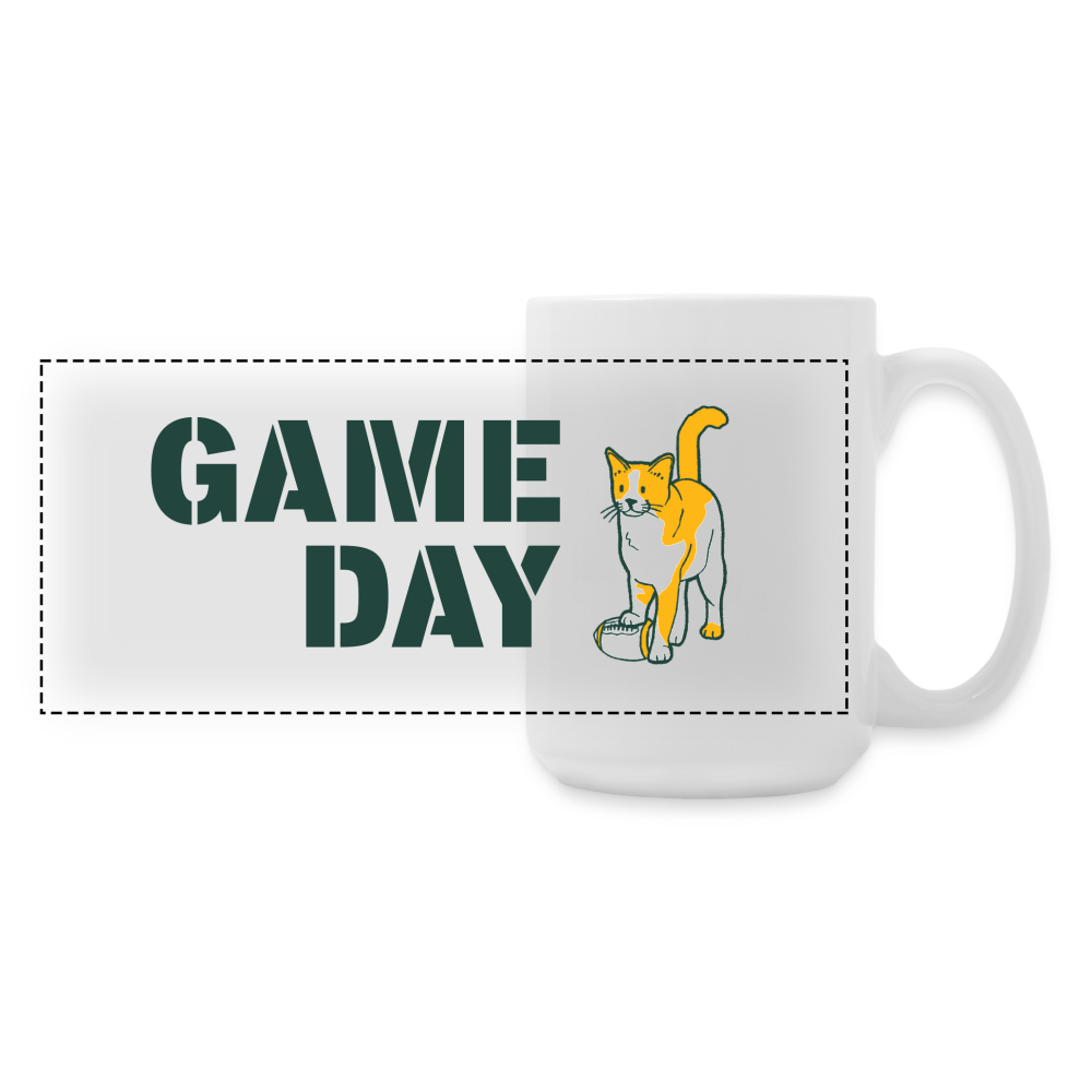Game Day Cat Panoramic Coffee/Tea Mug 15 oz - white