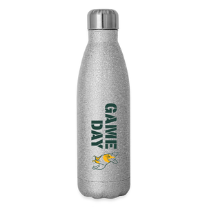 Game Day Dog Insulated Stainless Steel Water Bottle - silver glitter