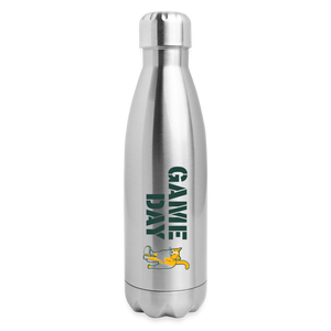 Game Day Cat Insulated Stainless Steel Water Bottle - silver