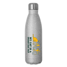 Load image into Gallery viewer, Cat is a GB Fan Insulated Stainless Steel Water Bottle - silver glitter