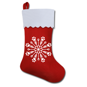 Paw Snowflake Holiday Stocking - red