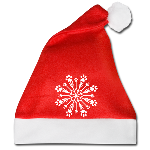 Paw Snowflake Santa Hat - red